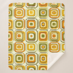 Retro 70s Geometric Pattern in Warm Tones Sherpa Blanket