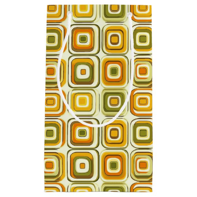 Retro 70s Geometric Pattern in Warm Tones Small Gift Bag (Front)