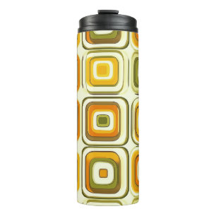 Retro 70s Geometric Pattern in Warm Tones Thermal Tumbler