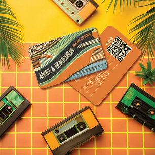 Retro 70's Geometric Shapes Vintage Colours Business Card