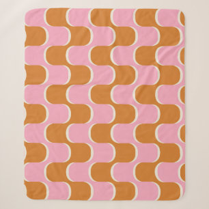 Retro 70s: Gold-Pink Wavy Pattern. Sherpa Blanket
