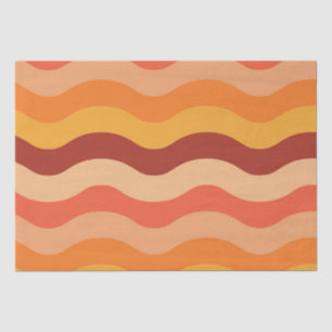 Retro 70s groovy abstract waves orange and yellow  tissue paper