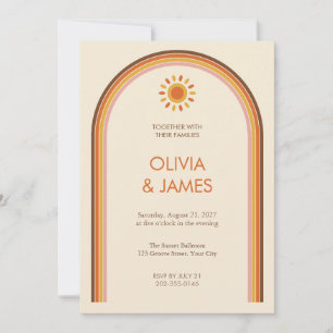 Retro 70s Groovy Arch Wedding Invitation