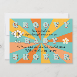 Retro 70s Groovy Baby Shower Invitation