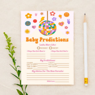 Retro 70's Groovy Baby Shower Predictions Activity Stationery
