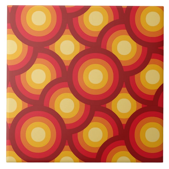 Retro 70s Groovy Circles Pattern  Tile (Front)