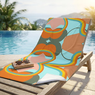 Retro 70s Groovy Colourful Wavy Psychedelic Beach Towel