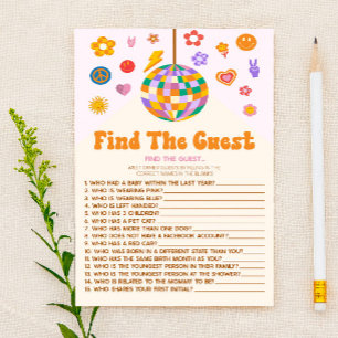 Retro 70's Groovy Find The Guest Baby Shower Game Stationery