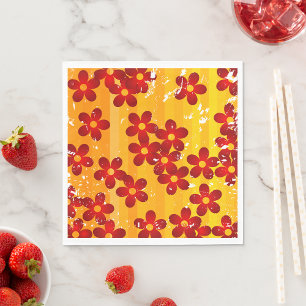 Retro 70s Groovy Floral Pattern Napkin