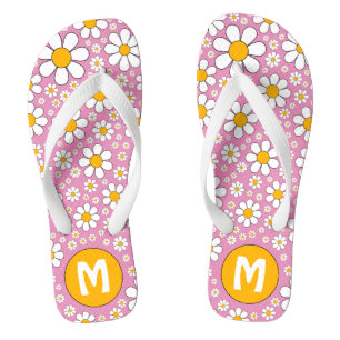 Retro 70s Groovy Floral Personalised  Flip Flops