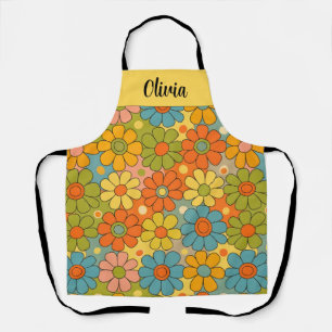Retro 70s Groovy Flower Power Apron