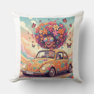 Retro 70s Groovy Flower Power Cushion