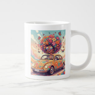 Retro 70s Groovy Flower Power Large Coffee Mug