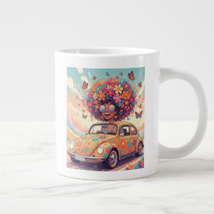 Retro 70s Groovy Flower Power Large Coffee Mug