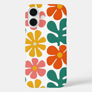 Retro 70s Groovy Folk Art Floral Pattern iPhone 16 Case