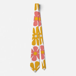 Retro 70s Groovy Folk Art Floral Pattern Tie