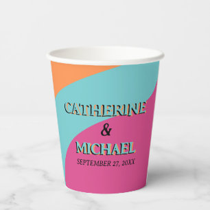Retro 70s Groovy Fuchsia Fun Wedding  Paper Cups