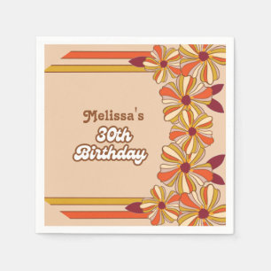 Retro 70s Groovy Hippie Flower 30th Birthday Napkin