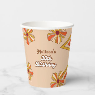 Retro 70s Groovy Hippie Flower 30th Birthday  Paper Cups