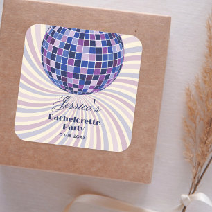 Retro 70s Groovy Last Disco Bachelorette Party Square Sticker