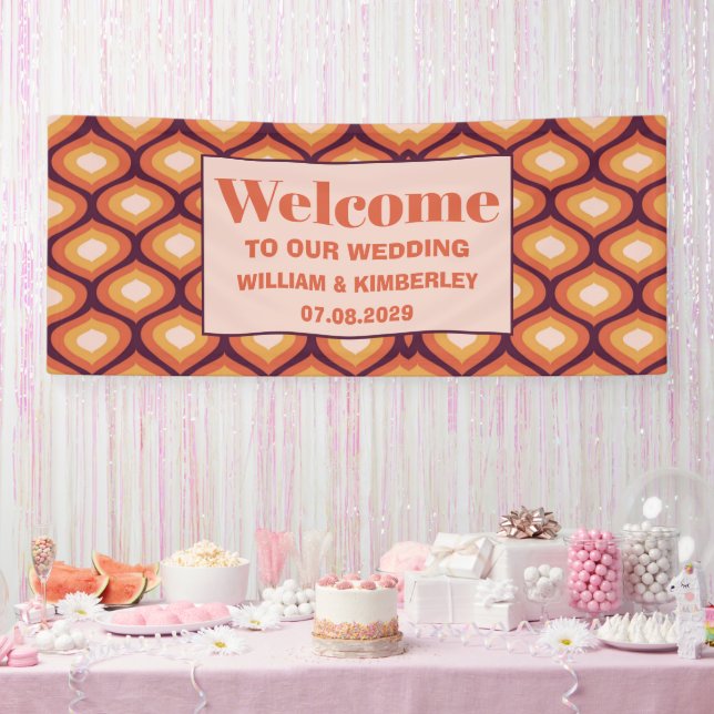 Retro 70's Groovy Seventies Orange Wedding Banner (Party)