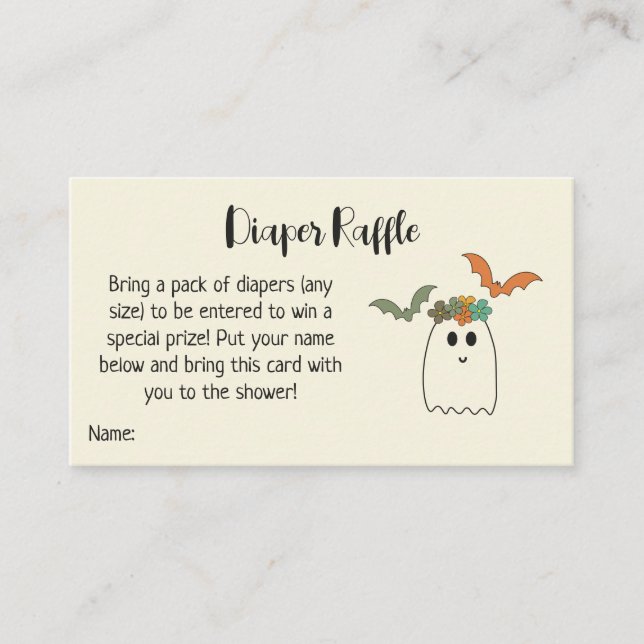 Retro 70's Halloween Baby Shower Diaper Raffle Enc Enclosure Card (Front)
