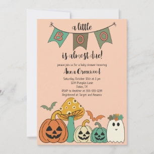 Retro 70's Halloween Baby Shower Little Boo Invita Invitation