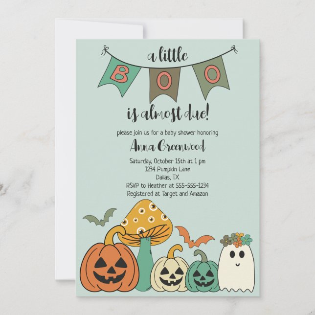 Retro 70's Halloween Baby Shower Little Boo Invitation (Front)