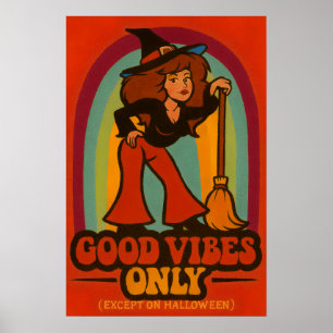 Retro 70s Halloween Witch Poster