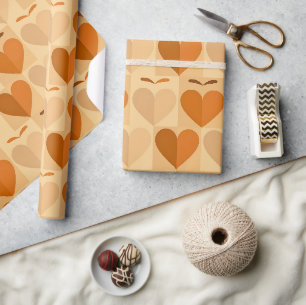 Retro 70s Hearts Valentine Wrapping Paper - Groovy