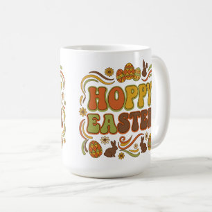 Retro 70s Hoppy Easter Typography Vintage Coffee Mug