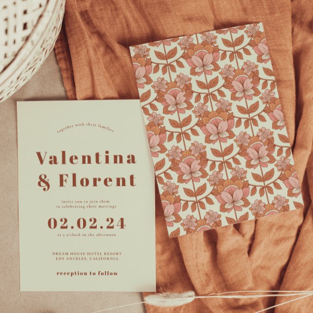 Retro 70s inspired Orange Wedding Invitation  (Creator Uploaded)