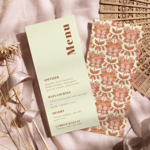 Retro 70s inspired Orange Wedding Menu