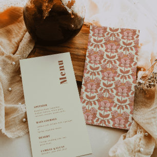 Retro 70s inspired Orange Wedding Menu