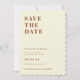 Retro 70s inspired Orange Wedding Save the date Invitation