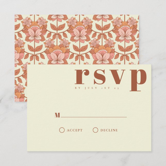 Retro 70s inspired Wedding RSVP Card (Front/Back)