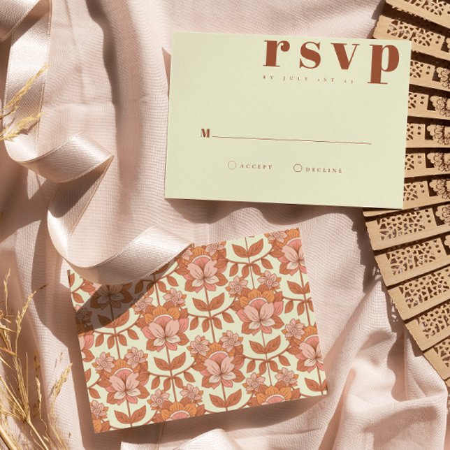 Retro 70s inspired Wedding RSVP Card (Creator Uploaded)