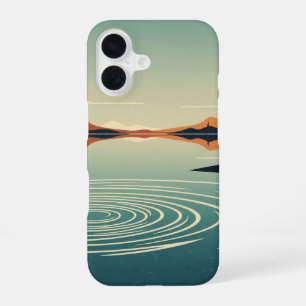 Retro 70s Lake Reflection Art iPhone 16 Case