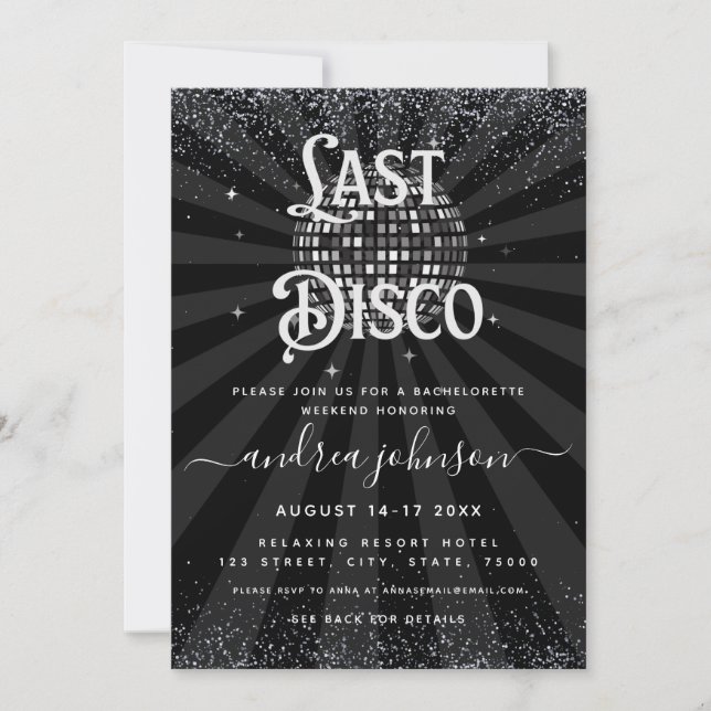 Retro 70s Last Disco Bachelorette Party Weekend  Invitation (Front)