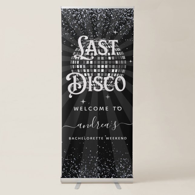 Retro 70s Last Disco Bachelorette Party Weekend Retractable Banner (Front)