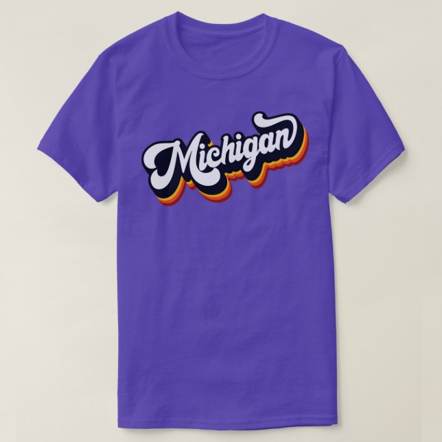 Retro 70s Lettering Michigan T-Shirt (Design Front)