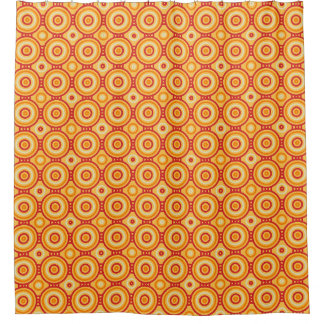 Retro 70s Linked Circles in Red, Orange and Yellow Shower Curtain
