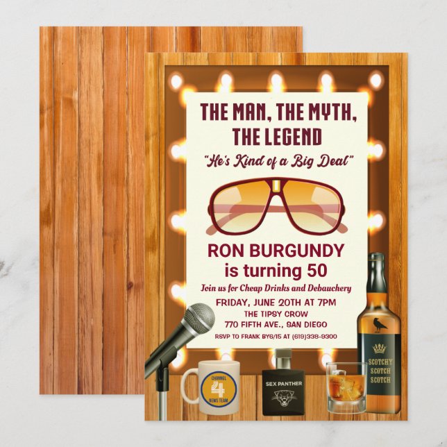 Retro 70s Male Birthday Bachelor Party Invitation (Front/Back)