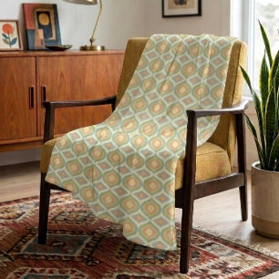 Retro 70s Mid Century Ogee Danish Pastel Fleece Blanket