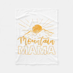 Retro 70s Mountain Mama Camping Hiking Travel Mum Fleece Blanket
