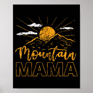 Retro 70s Mountain Mama Camping Hiking Travel Mum Poster