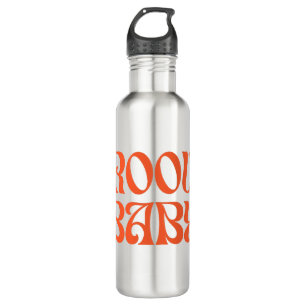 Retro 70s Mustard Orange Black Hippie Groovy Baby 710 Ml Water Bottle