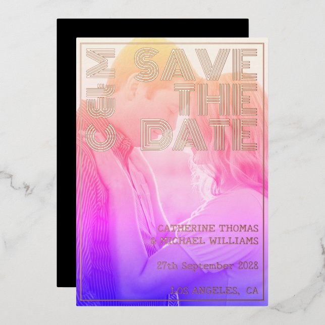 Retro 70s Name Monogram And Photo Wedding  (Front/Back)