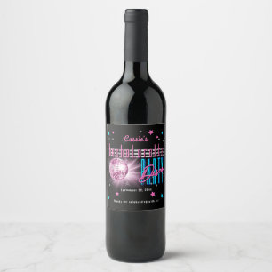 Retro 70's Neon Look Disco Ball Bachelorette Wine Label