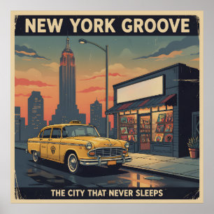 Retro 70s NYC Travel : Vintage New York Groove Poster